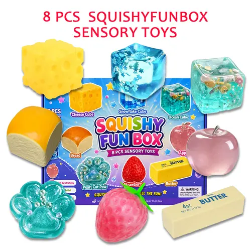 8-Piece Set  Malt Sugar Stress Relief Fidget Toys, Sensory Bundle, Creative Slow-Return Squishy, 8 Different Styles summerwins,deals for you，