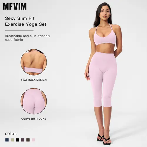 MFVIM Women's 2-Piece Athleisure Yoga Set - European-American Style, Quick-Dry, Tight-Fit Summer Fitness Wear, Matching Workout Sets for Gym, Travel & Camping, Fashion Casual Versatile Essentials, 2 Piece Sets
