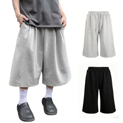 Gihuo 2Pcs Men's Casual Mid-Length Shorts, Street Style For Summer Menswear Hoodie Relaxed Fit Tee Tropical Plain Plain pants Sweatpants Lightweight