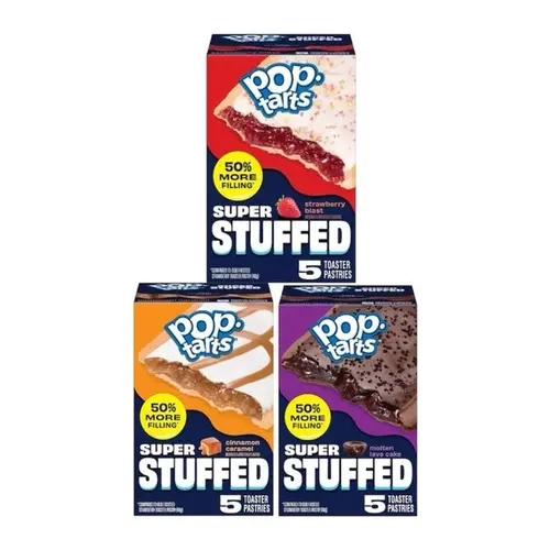 Pop-Tarts Super Stuffed Bundle Of 3 - Strawberry Blast, Cinnamon Caramel, & Molten Lava Cake - 50% More Filling