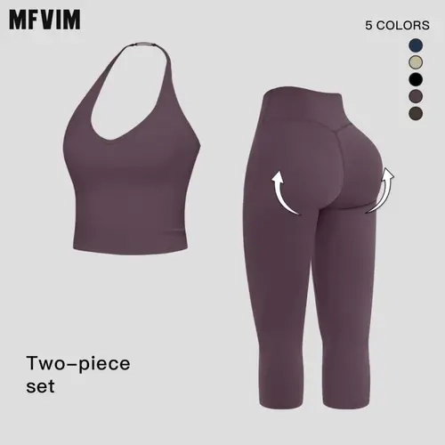 MFVIM Women's 2-Piece Slimming Athleisure Activewear Clothing Set - High Stretch Breathable Gym Fitness Suit, Casual Commuter Tank Top Yoga Outfit, Travel Essential 2-Piece Set