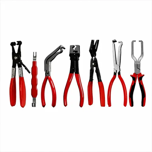 7 PCS Hose Clamp Pliers Set – Spring Band, Swivel, Angled, Slim, Wide-Jaw, Automotive Radiator, Heater, Fuel, Vacuum Hose Removal Tools Kit with Carrying Case for Garage & DIY