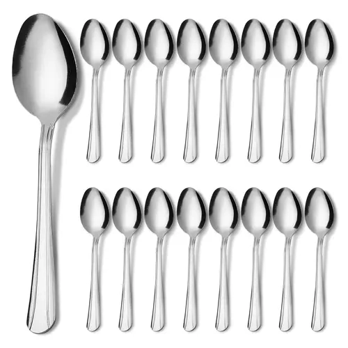 304 Stainless Steel 16-Spoon Set - Modern Everyday Kitchen Cutlery, Corrosion-Resistant Durable Teaspoons, Compact Storage, Easy Clean, Dishwasher-Safe Premium Tableware