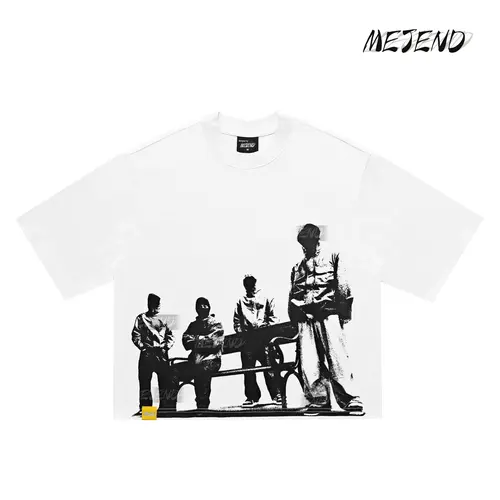 MeJend Men's 12oz Max Heavyweight Boxy Cropped Short-Sleeve Crewneck T-Shirt - 100% Cotton Thick Fabric Streetwear Clothing, Casual T-Shirt, Graphic Tee, Gifts for Boyfriends