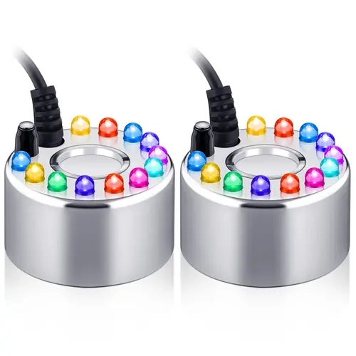 Halloween Ultrasonic Mini Mist Maker Halloween Alloy Small-Size Humidifier with 12 LED Lights High Temperature Resistant Reliable Atomizer with Capacity & Cord Length Details for Smoking Cauldron Witch Pot Halloween Party