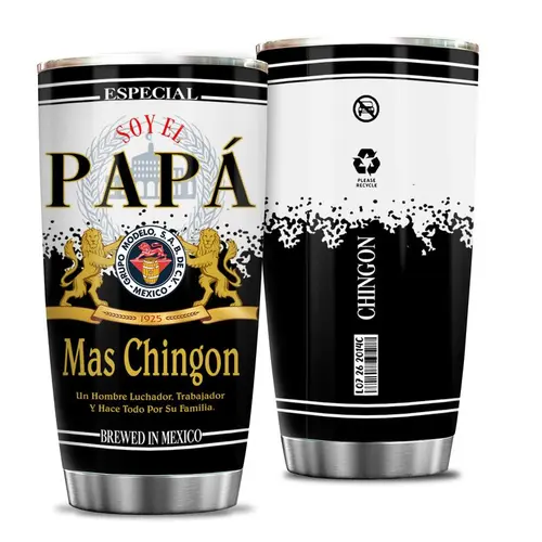 20oz Insulated Portable Stainless Steel Tumbler Flask - Funny Mexican Heritage "Soy El Papá Mas Chingon" Father's Day Gift for Dad, Stainless Steel Drinkware for Daily Work Commute Beverage Use