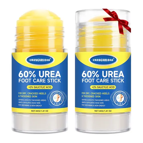 60% Urea Solid Foot Cream Stick with Salicylic Acid - Alcohol-Free, Smooth, Hydrating Daily Soothing Formula for Exfoliating & Moisturizing, Adult Callus Remover for Dry Feet, Cracked Heels & Rough Skin