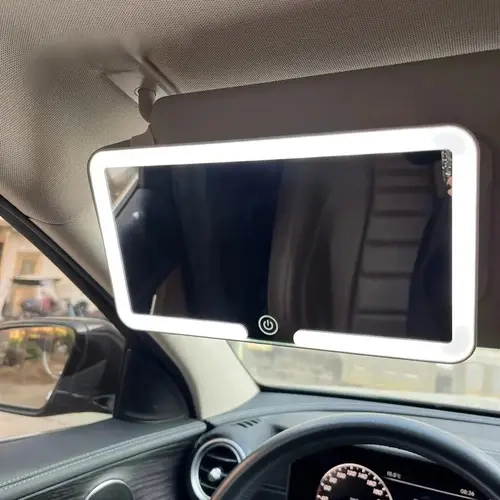 Car Makeup Mirror, Car LED Makeup Mirror Sun Visor, Rechargeable Portable Clear-View Mirror, Touch Screen HD Vanity Mirror with Adjustable Brightness, Multifunctional Car Smart Display，Easy Makeup Application #tiktokshopstockup techvibes
