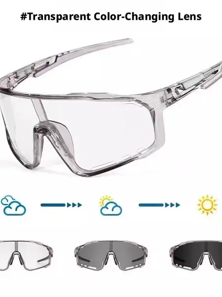 Unisex Photochromic Cycling Sunglasses - Light, Windproof, Protective Safety Gear for Road Bike, Ideal for Day and Night Outdoor Activities