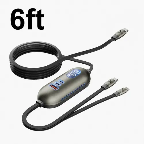 Multi-Port Car Charger Set - 6-in-1/5-in-1 High-Efficiency Adapter, 1.5m Extended Cable, Rear-Seat Hub, USB-C Plug, USB Powered PD Fast Charge for Car, Charger For Car