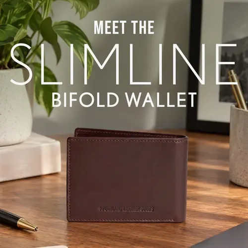 Portland Leather Men’s Slimline Bifold Wallet - Real Leather RFID Blocking Front Pocket Wallet