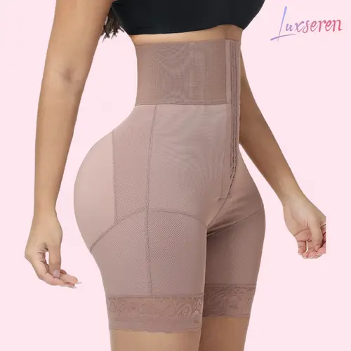 LUXSEREN Women's High Waist Seamless Shaper Panties - Comfortable Breathable Nylon-Spandex Fabric, Smooth Compression Plain Shapewear with Adjustable Waist Reduction & Body Contouring for Day Wear