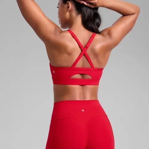 CRZ YOGA Butterlift Cut-Out Cross Back Sports Bras for Women - Medium Impact Adjustable Thin Straps Pilates Padded Gym Tops