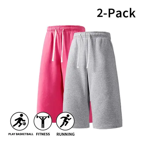 Men's 2-Pack Elastic Waist Athletic Casual Shorts, 2-in-1 Activewear for Gym, Fitness Workout & Casual Athleisure Streetwear, Fitness Workout Shorts, Streetwear Clothing, Athletic Shorts