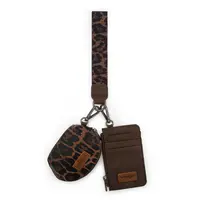 Wrangler Leopard Print Dual Pouch Wristlet Keychian for Women