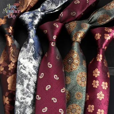 Unisex 8CM Wide Retro Floral Neckties, Vintage Jacquard Pattern Hand-Tied Ties, Hong Kong Style Casual & Formal Business Neckwear