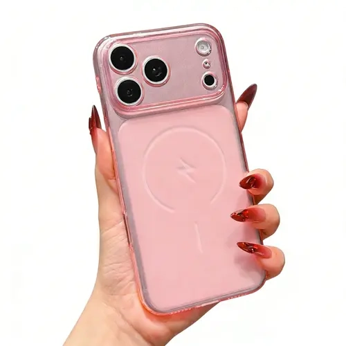 Solid Color Frosted Crystal Casing for iPhone 17/17 Pro/17 Pro Max/16/15/14/13 Series Smartphones, Handheld Cellphone Devices with Large Camera Window, Military-Grade Drop Protection, Magnetic, Silicone Scratch-Resistant Back Cover, Smartphone, Shockproof