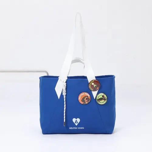 AELFRIC EDEN Women's Casual Color-Block Canvas Shoulder Totebag - Brand Logo Embellishment, Comfy Wide Straps, Durable Commute Bag, Large Capacity Everyday Purse