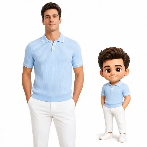 SAND SOUND Men's Stylish Knitted Vintage Ribbed Stripe Fitted Short-Sleeve Polo Top - Slim Fit, Contrast Tipped Collar, Breathable Button-Down, Old Money Aesthetic, Office Wear, Menswear, All-Season Casual Shirt to Pair with Trouser