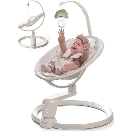 Grownsy Baby Swings for Infants, Dual Motion Side-to-Side & Front-to-Back Baby Swing with 5 Speeds and Built-in Music, 270° Seat Rotation, 5-Point Harness for Newborn 0-9 Months