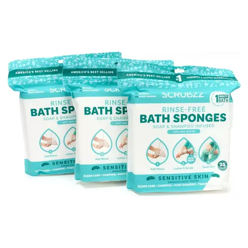 SCRUBZZ Rinse Free 75 Piece Sensitive Skin Shower Sponge