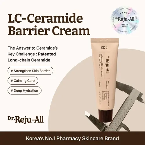 [Official] Dr.Reju-All Barrier Face Cream - Patented Long-Chain Ceramides, Gentle Korean Evening Moisturizer, Hydrating Dry Skin, Barrier Boost, 6-Month Non-Redundant Hydration, Smooth Skin Routine Support, 1.69 Fl Oz