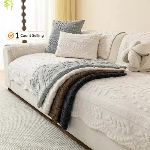 Soft Plush Non-Slip Sofa Cover, Pet-Friendly Slipcover with Elegant Embossed Pattern, Machine Washable Sofa Protector, for Living Room Bedroom, Fits 2/3 Seater Sofas, Non Slip Couch Cover, Washable Couch Covers #GLOBAL PICKS