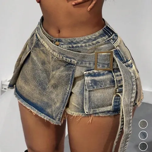 Plus Size Women's Vintage Wide Leg Denim Shorts, Casual Daily Wear, Comfortable Fitted Design, Perfect for Everyday, Boyfriend Denim Shorts