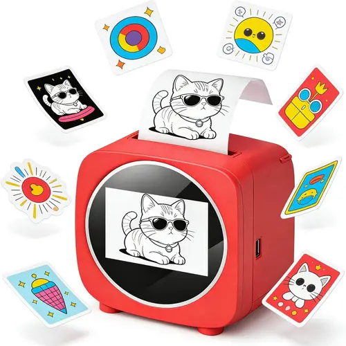 AI Smart Voice Sticker Printer with Built-in Display Screen - Rechargeable Inkless Lightweight Mini Portable Bluetooth Low-Mess Decal Device for Women, Ideal for Low-Mess Activity