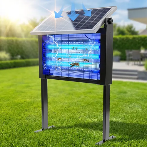 【Father's Day Gift】Solar Bug Zapper Outdoor Waterproof Electric Mosquito and Fly Zapper with Smart Light Sensor Rechargeable Solar Powered Trap for Patio, Backyard, Garden, Camping, and Indoor Use