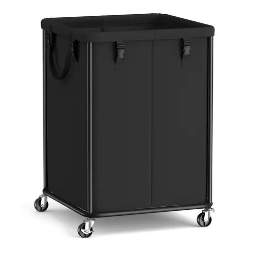 SONGMICS Rolling Laundry Cart - Single Bin Household Item with Smooth Wheels, Durable Stainless Steel Frame, Removable Oxford Liner Bag (Note: Do Not Machine Wash)