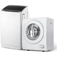 ROVSUN Full Automatic Washing Machine & Portable Clothes Dryer Set - 17.8/25/30 LBS Washer, 1.5/1.8/2.6 CuFt Dryer, Stainless Steel Inner Tub, Knob Simple Control, Cotton Wool Filter, Mounting Kit for Wall Use, Portable Unit for Apartment