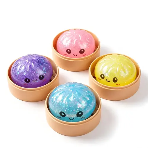 KIDGENIUS Real Dumpling Squishy  Rising Bao Bun Squeeze Toy Stress Relief Sensory Fidget for ADHD Kids Adults summerwins,summerwins