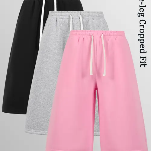 Men's Loose Fit Capri Pants with Pockets, Casual Drawstring Waist Bottoms for Daily Wear, Street Style, Comfortable Fabric, Trendy Fashion Clothes, Menswear