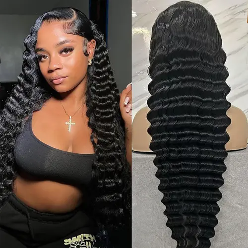 [30 in $88] Imani 13x6 HD Lace Front Human Hair Wig, 30 Inch Deep Wavy, 200% Density, HD Transparent Lace, Pre-Plucked Brazilian Curly, Affordable Wigs for Women #tiktokshopstockup #SohoChic, Deep Wavy Hair