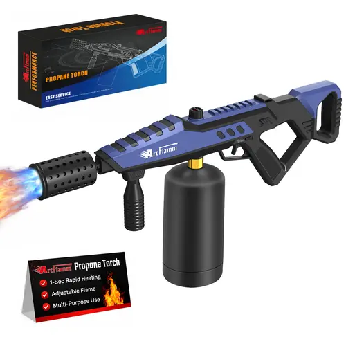 【toolupgrade】ARTFLAMM Upgraded Powerful Propane Torch Gun, Kitchen Torch with Adjustable Flame, Flamethrower Blow Torch Gun, Gas Welding Kits for BBQ, Searing Steak, Camping & Charcoal Torch Lighter(Tank Not Included) toolupgrade