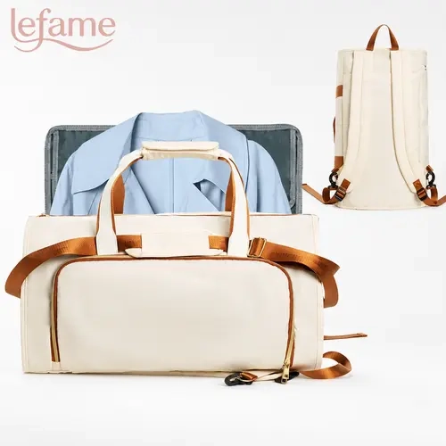 Lefame 4-in-1 Convertible Travel Carryall - Ultralight Duffle Bag, Carry-On Luggage with Garment Bag, Backpack Straps, Multi-Compartment & Full-Length Suit Compartment for Travel Use