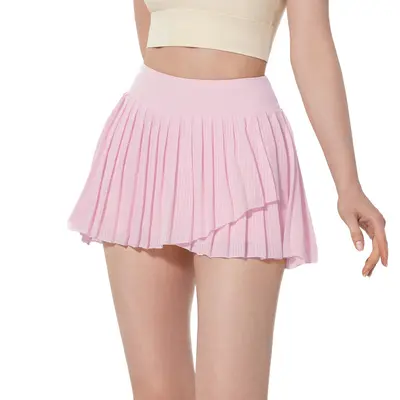 Antibacterial Pleated Yoga Skirt - Faux Two-Piece Design with Anti-Exposure Protection - Suitable for Golf, Tennis, Sports,, and Pilates