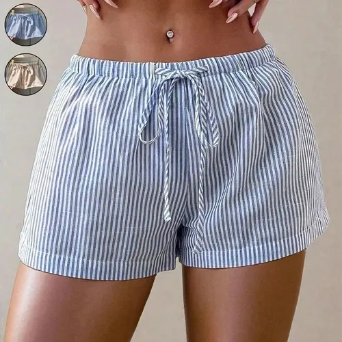 Women's Casual Elastic Waist Striped Shorts, Elastic Waistband Shorts, Simple Shorts, Everyday Shorts, Mini Summer Shorts, Comfortable and Stylish Summer Bottoms, Perfect for Daily Wear, Trendy and Versatile Fashion Piece