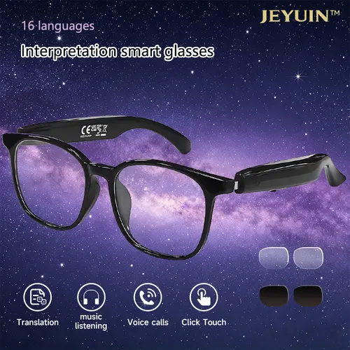 JEYUIN Women's Multifunctional Audio AI Smart Glasses - Wireless Bluetooth Music Player, Built-in Mic & Speaker, HD Calls, HiFi Sound, Hands-Free, Real-Time Translation, Voice Assistant, Batteries Included, Outdoor Hiking Use, iPhone/Android Compatible