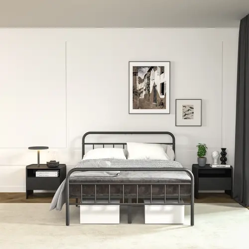 Edenza-14" Metal Bed Frames , No Box Spring Needed, Platform Bed Noise Free, Bedrooms With Elegant Modern Design headboard noise-free easy assembly Metal Bedframe Platform Bedframes