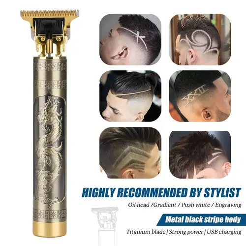 Men's Professional Titanium-Lithium Haircut Machine - Lightweight Wireless Hair Trimmer, Cordless Metal Body Lithium Clipper, USB Rechargeable Barber Equipment for Beauty and Personal Care (Ideal for Short Hair)