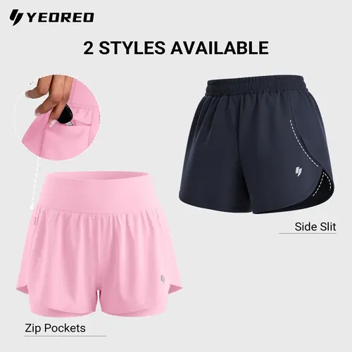 Yeoreo Women's 2-in-1 High-Waisted Windproof Fitted Active Shapewear Track Shorts - Tummy Control, Zip Pockets, Side Slit, Buttery Smooth Quick-Dry Fabric, Cropped Lightweight Versatile for Yoga, Running, Gym