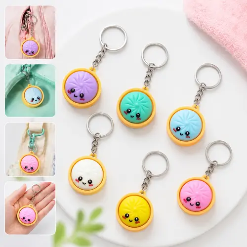 6 Pcs Cute Mini Dumpling Keychain – Adorable Cartoon Pendant for Backpacks, Keys & Bags, Kids & Gifts, Soft & Durable
