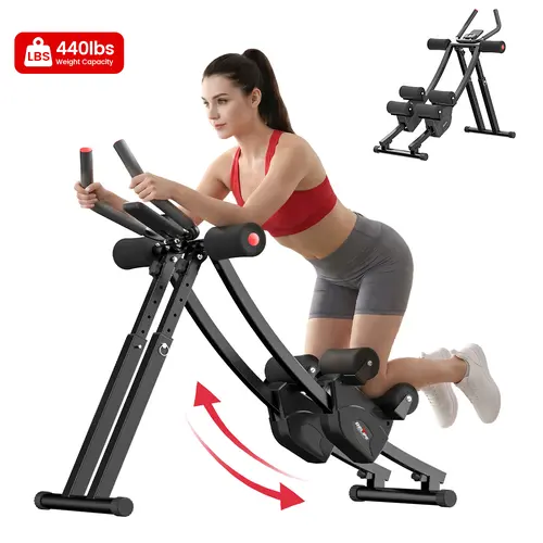 RELIFESPORTS Dual-Track Adjustable Abdominal Trainer Machine - Unisex Gym Equipment, 440LBS Steel Foldable Workout Station with LCD Monitor, High-Density Foam Padding, Dualtrack Balance, Home Gym Gear, Stomach Exercise Tool