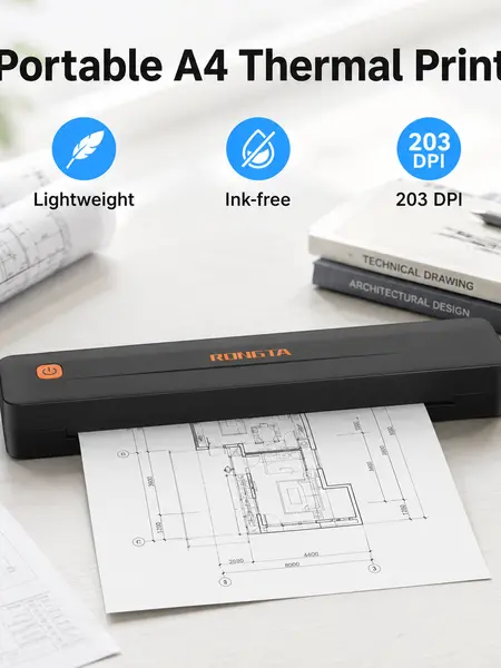 RONGTA F11A Portable A4 Thermal Printer - Inkless Bluetooth Tech Gadgets Cool Tech Printer for Home & Office, Compatible with iOS, Android summerwins