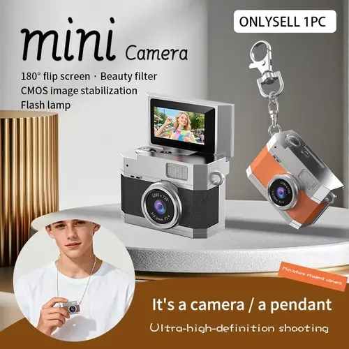 Mini Keychain Digital Camera, Y2K Pocket-Size Mini Camera, Small Camera with Flip Lens, Video Recorder for Travel, Party and Vlog, Usb Charging Camera, Camera for Vlogging