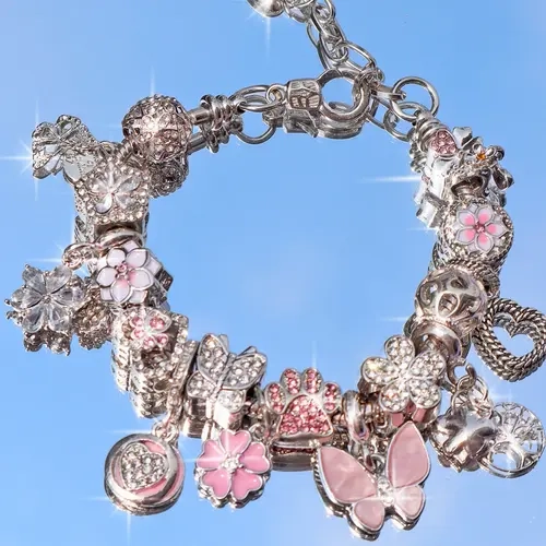 Butterfly Charm Bracelet, Animal Protection Memorial Bracelet, Dog Paw Bracelet, Cherry Blossom Flower Bracelet, Single Piece, Exquisite Trendy Bracelet, Metal Bracelet, Hand Chain Jewelry, Alloy Chain Bracelet, Handchain Bracelet