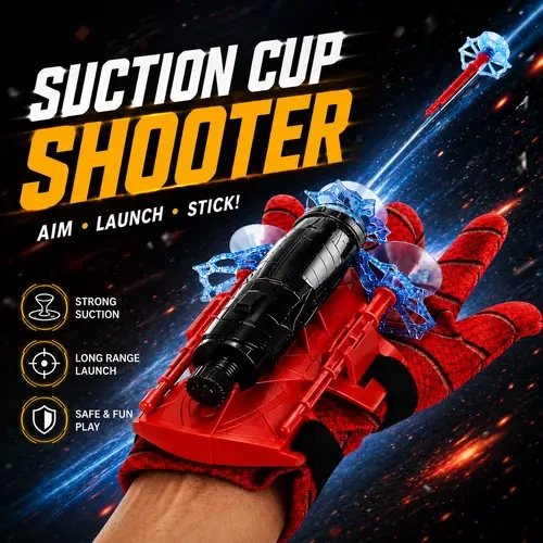 Durable Unisex Web Shooters Wrist Launcher Toy Set - Polyester Wearable Glove, Suction Cup Darts, Imaginative Play, Parent-Child Interaction, Outdoor Use, Cool Gifts for 4-6 Years/Ages 4+ Kids' Children's Day/Birthday