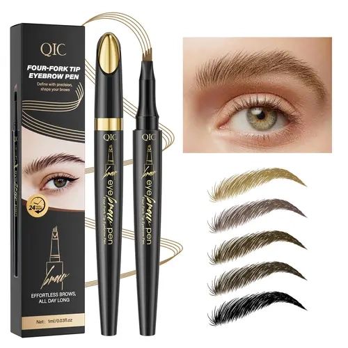 4-Tip Microblading Eyebrow Pen for Women, Waterproof Eye Brown Pen with a Micro-Fork Tip to Effortlessly Create Hair Like Natural Brows Brown,Easy to Use Microblade Eyebrow Pencil Brush outdoorfun Summervibes eyeliner